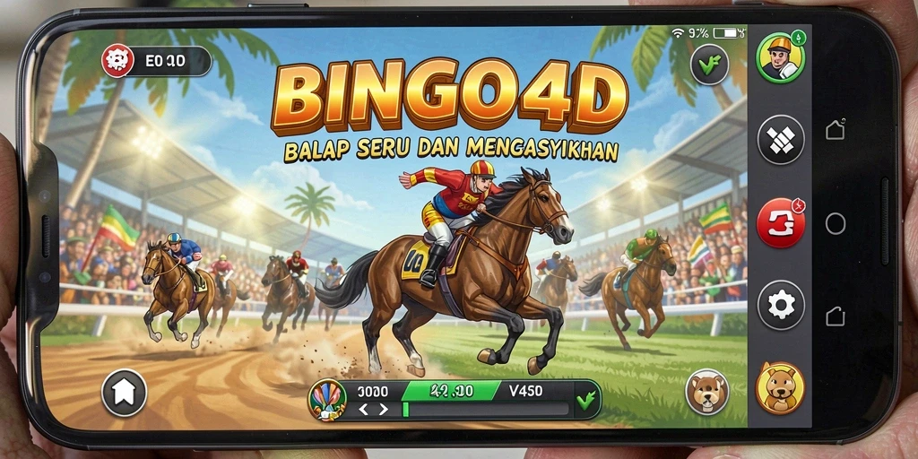Screenshot utama BINGO4D dengan tampilan balapan yang mendebarkan.