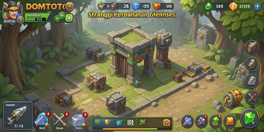 Tangkapan layar DOMTOTO menampilkan aksi seru permainan Tower Defense.