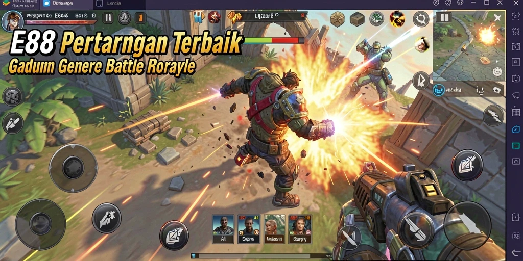Tampilan gameplay E88 yang mendebarkan dalam aksi Battle Royale.