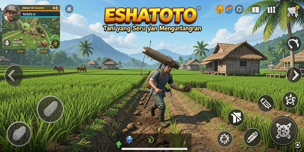 Tampilan gameplay ESHATOTO yang memukau saat bertani.