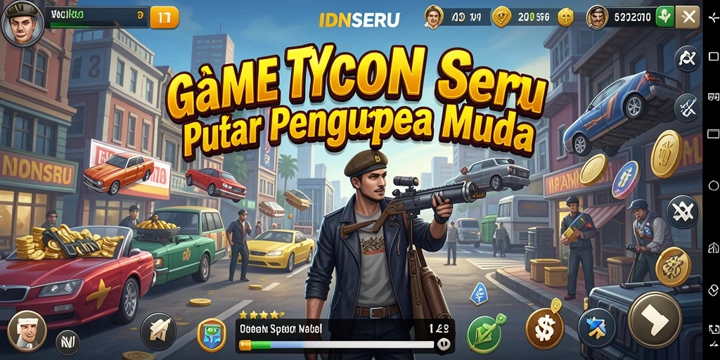 Tampilan gameplay menegangkan dalam IDNSERU, penuh strategi dalam mengelola bisnis.