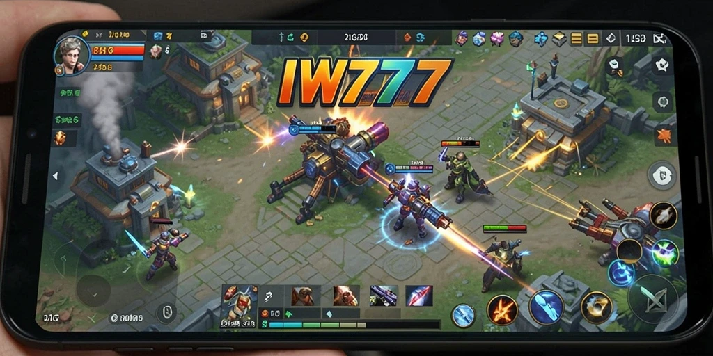 Screenshot utama IW777 menampilkan pertempuran strategi yang seru dan mendebarkan.