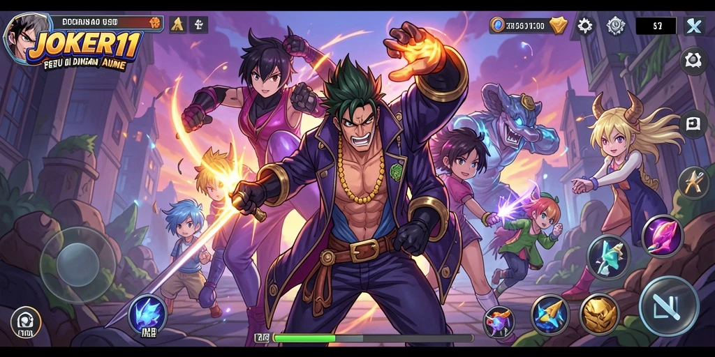 Tangkapan layar gameplay JOKER11 dengan karakter dan misi Anime yang seru.