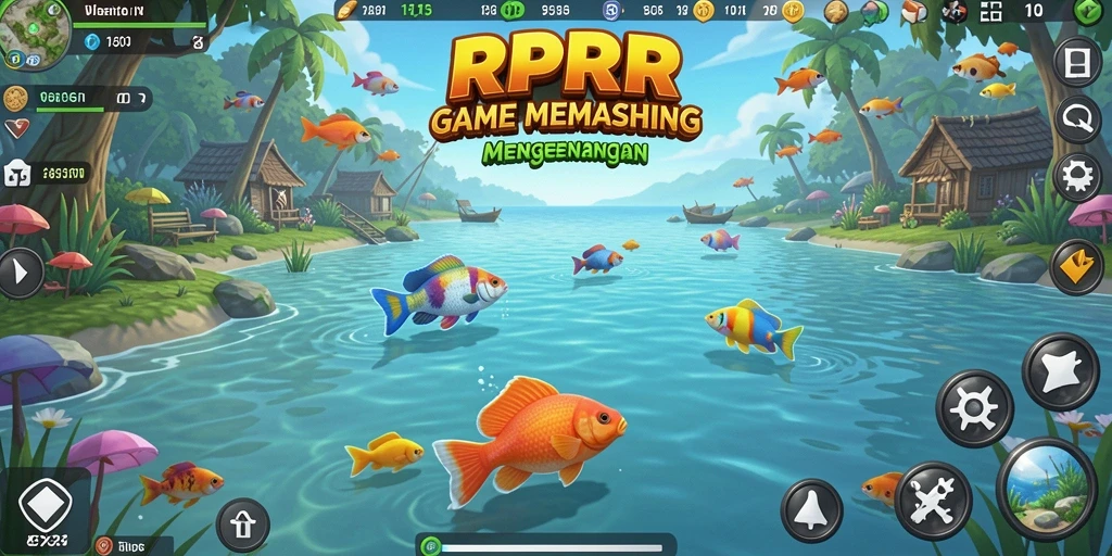 Screenshot menampilkan aksi menangkap ikan di game RPRR yang menarik.