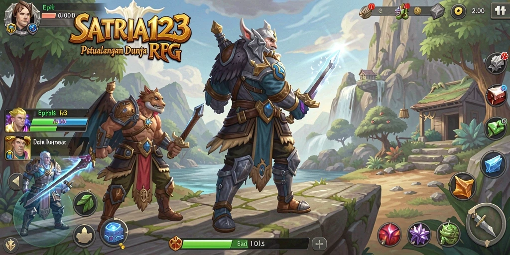 Screenshot SATRIA123 menampilkan aksi seru dalam pertempuran RPG.