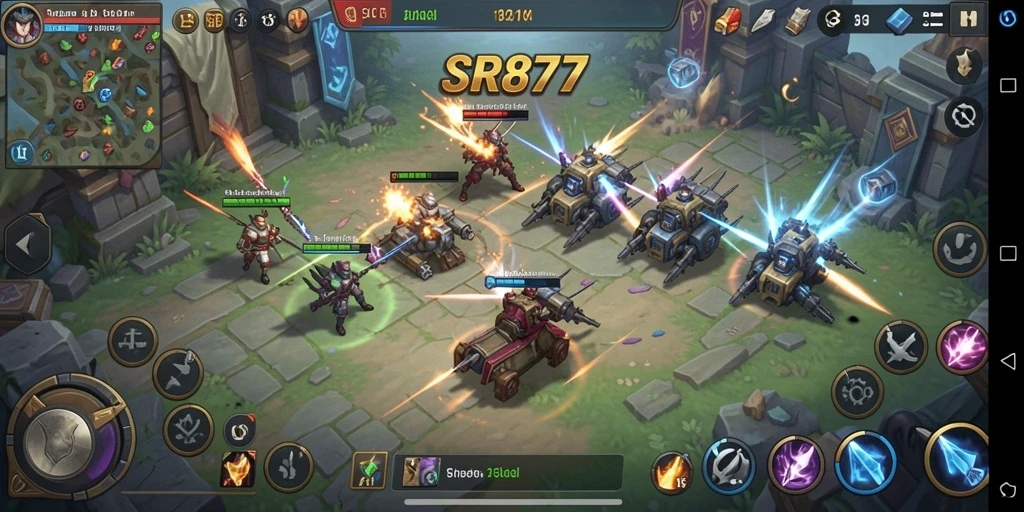 Tangkapan layar gameplay SR877 menampilkan aksi pertempuran yang mendebarkan.