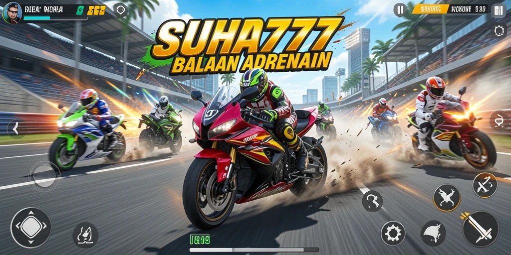 Tampilan seru gameplay balapan motor di SUHU777.