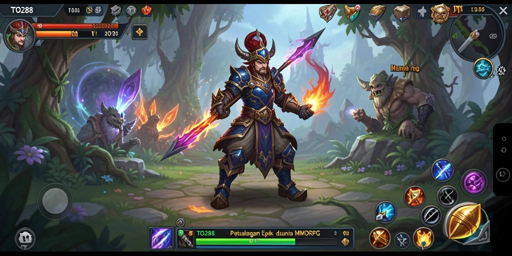 Tangkapan layar utama TO288 menampilkan aksi seru dalam dunia MMORPG.