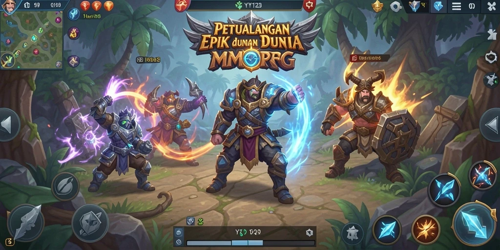 Tampilan gameplay epik di dunia MMORPG YY123.
